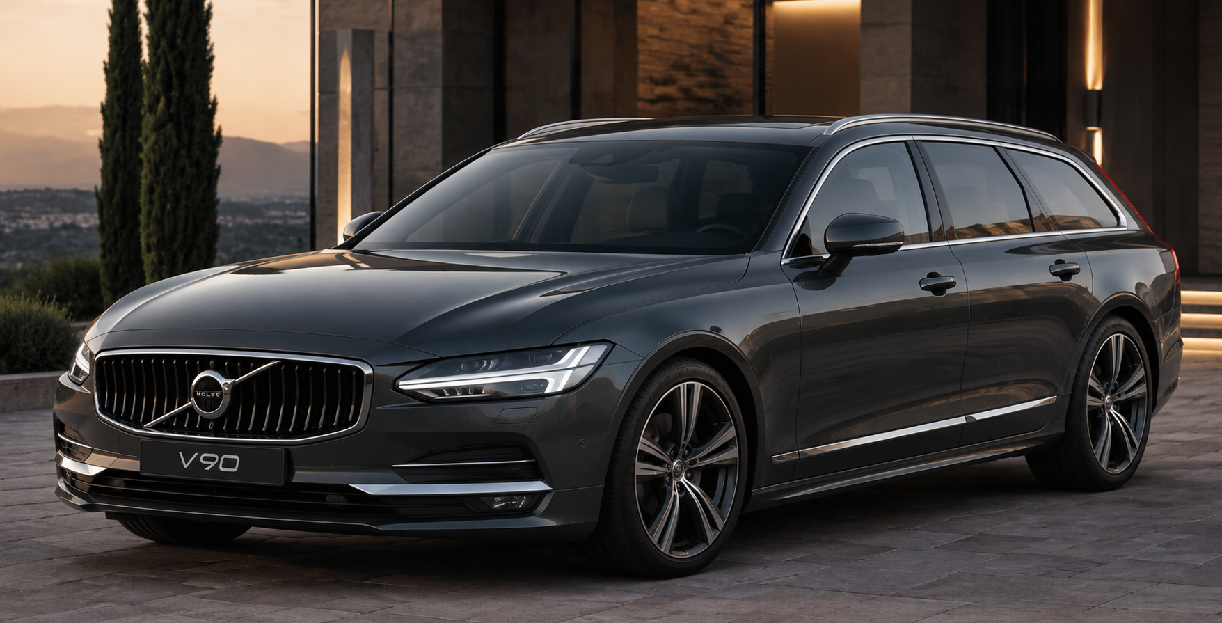 Dark grey Volvo V90 Estate